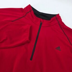 Adidas Men's 2 XL‎ Red Long Sleeve 1/4 Zip Performance Pullover Shirt